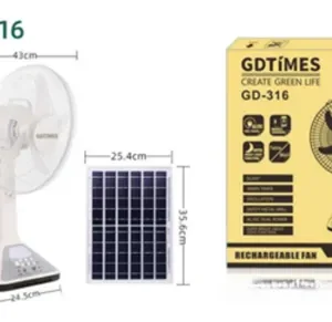 ventilador de pie con panel solar 16 pulgadas y bombillos gdtimes