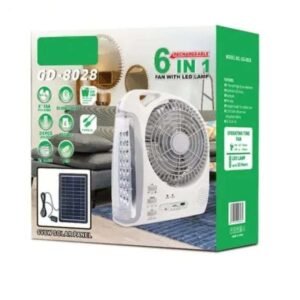 FI120 VENTILADOR SOLAR 6 EN 1 2 BOMBILLOS 5800MAH 6W GDTIMES