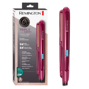 plancha remington triple infusion triple infusión: keratina, aceite de argan y macadamia. cabello brillante y sedoso protección contra la humedad